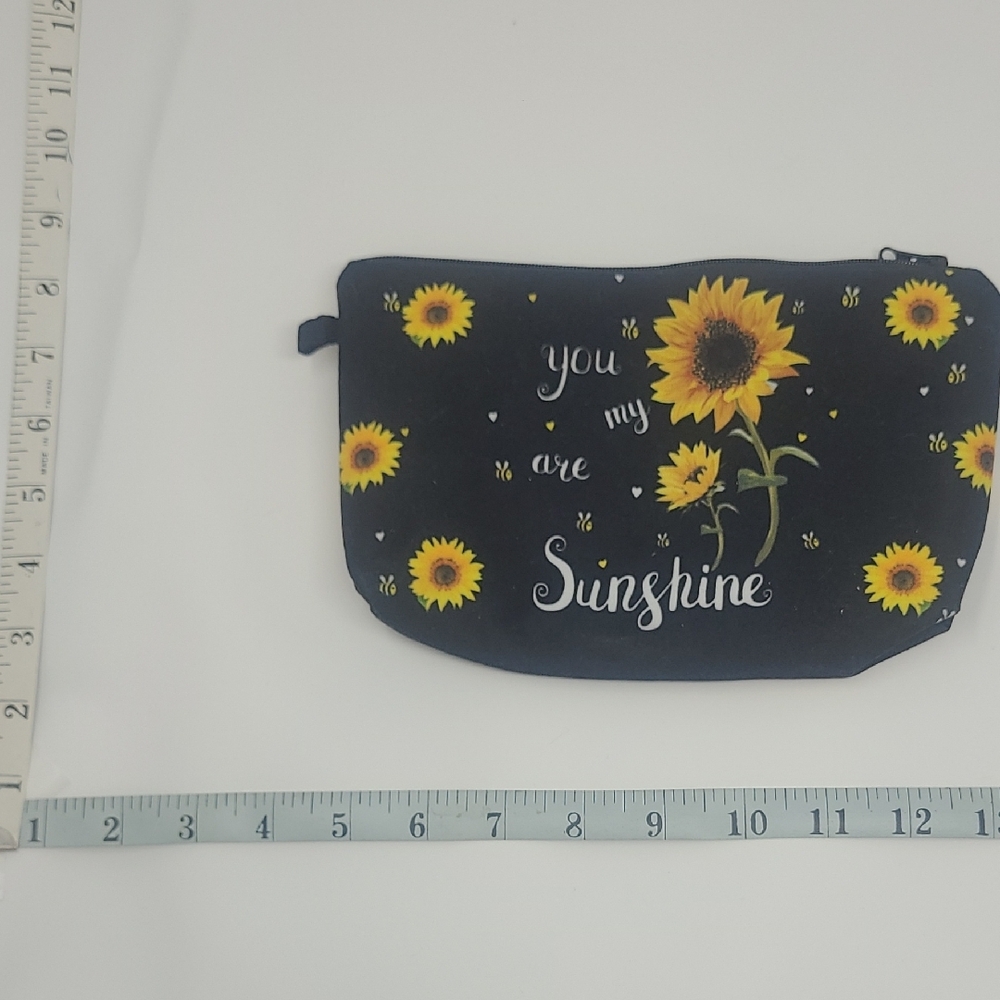 Black Pouch with Sunflower Design